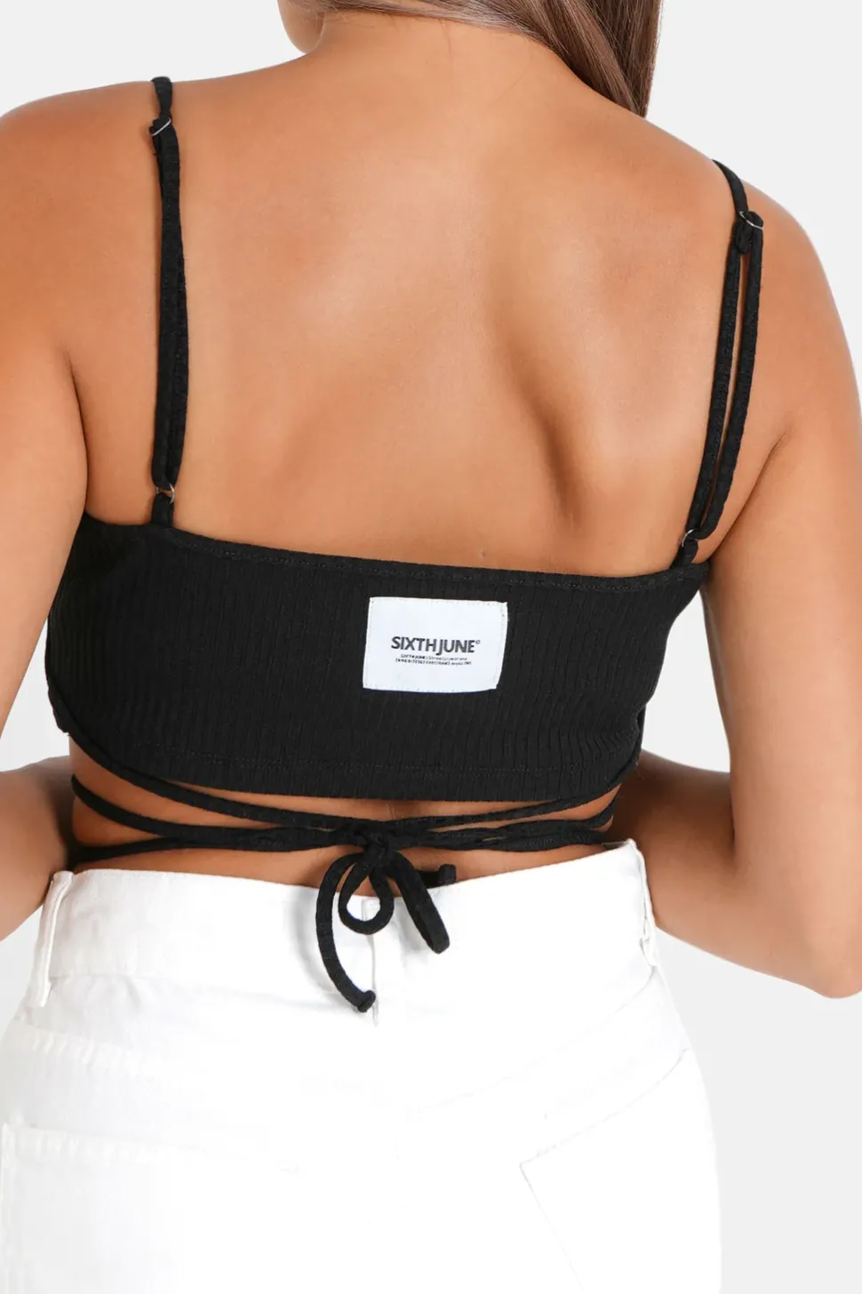 Top Bretelles Cordons Cotele Noir