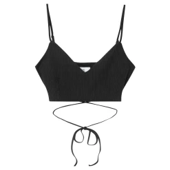 Top Bretelles Cordons Cotele Noir