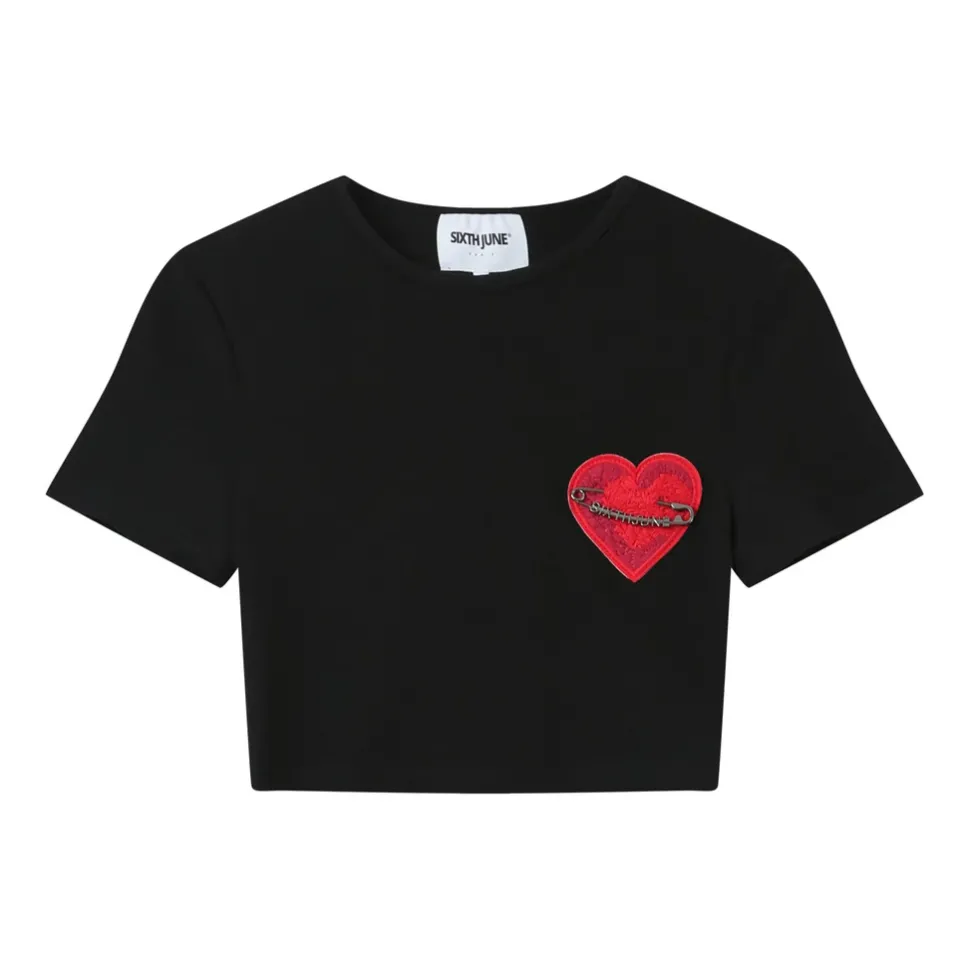 Top Coeur Brode Noir