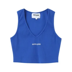 Top Col V Court Cotele Bleu Fonce
