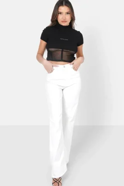 Top Court Corset Transparent Noir