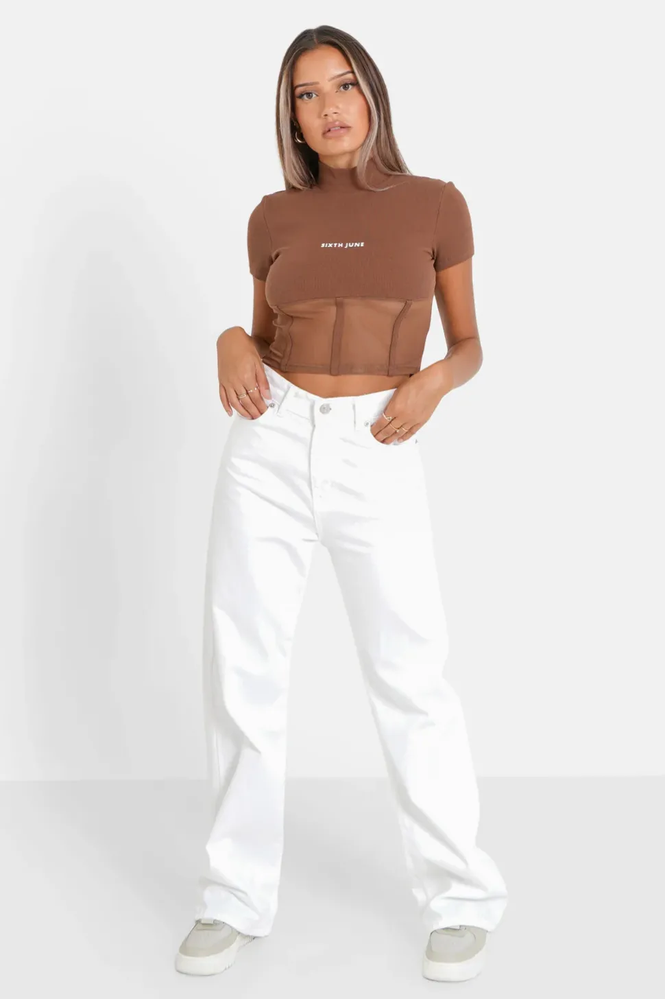 Top Court Corset Transparent Marron Clair