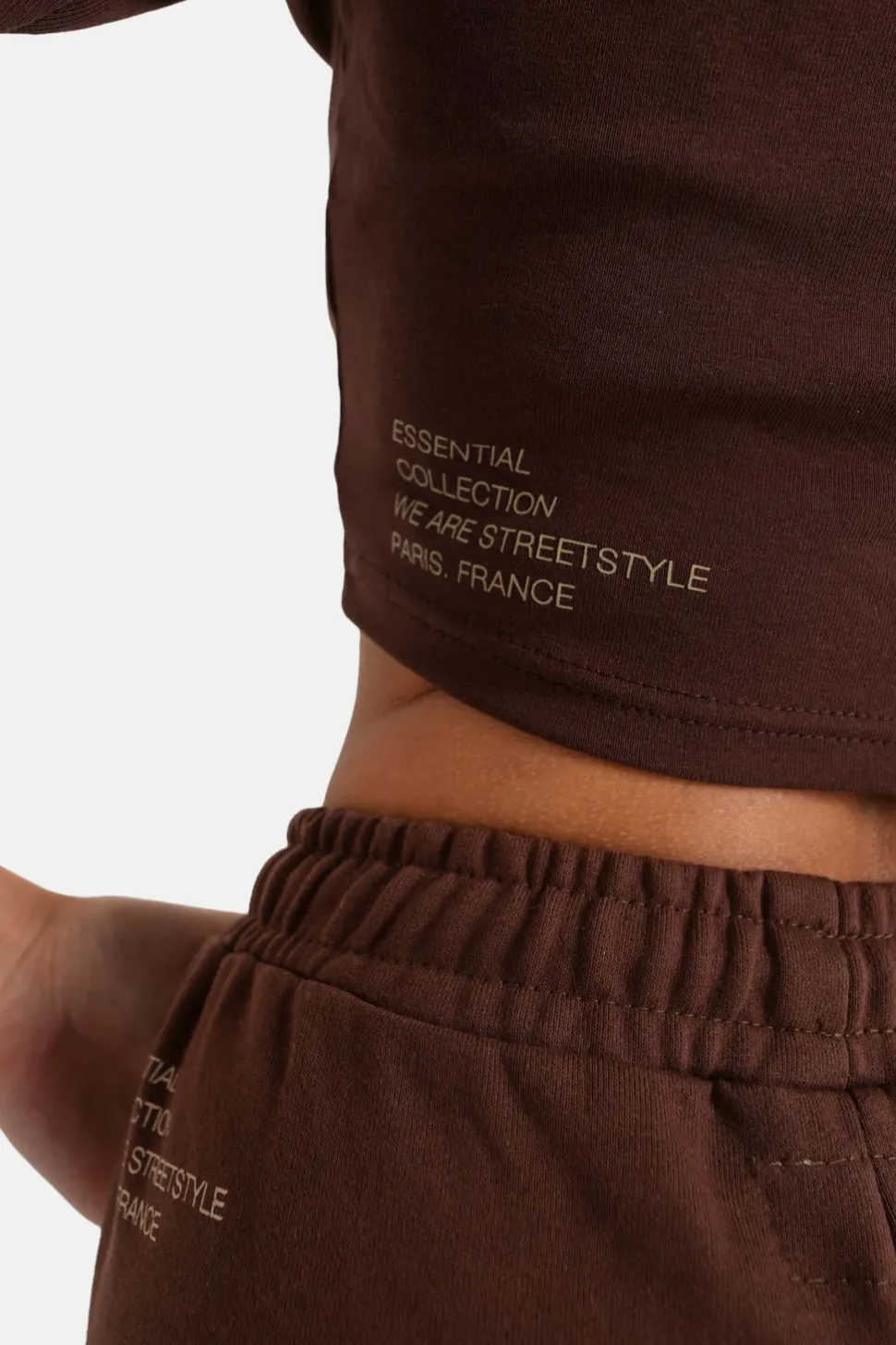 Top Court Logo Printe Manches 3/4 Marron