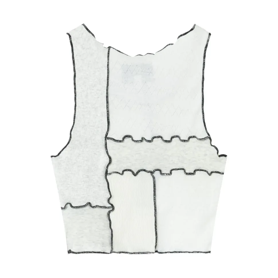 Top Court Multi Tissus Blanc