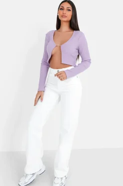 Top Court Ouverture Bijou Devant Violet Clair
