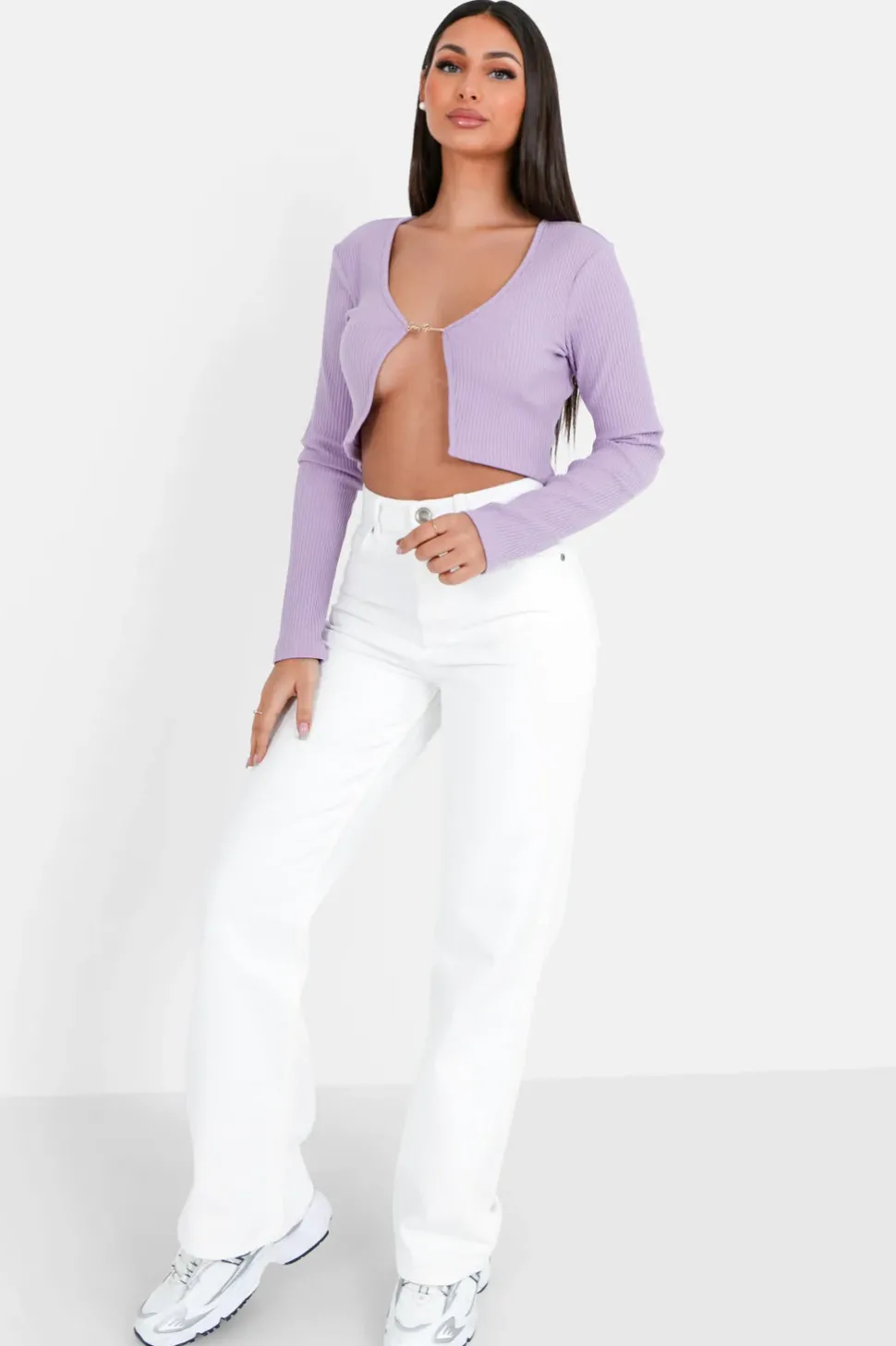 Top Court Ouverture Bijou Devant Violet Clair