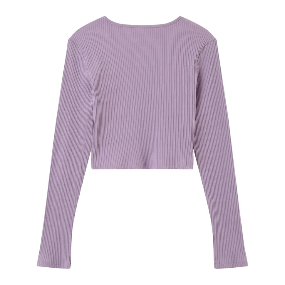 Top Court Ouverture Bijou Devant Violet Clair