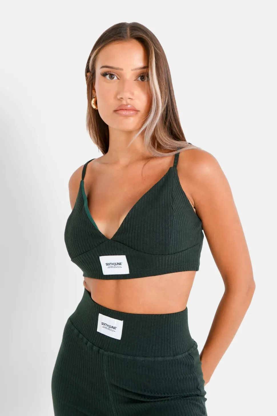 Top Court Satine Cotele Vert Fonce