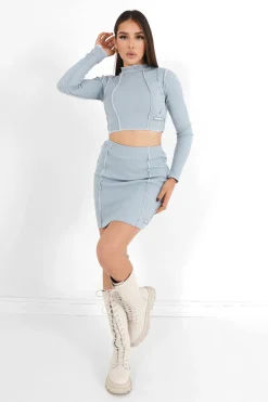 Top Couture Surfilee Bleu Clair