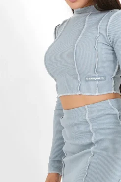 Top Couture Surfilee Bleu Clair