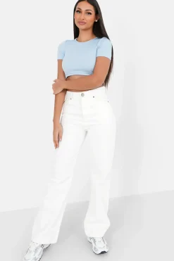 Top Manches Courtes Dos Nu Bleu Clair