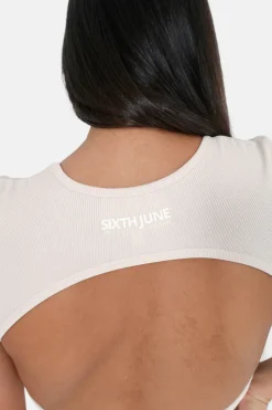 Top Manches Courtes Dos Nu Beige
