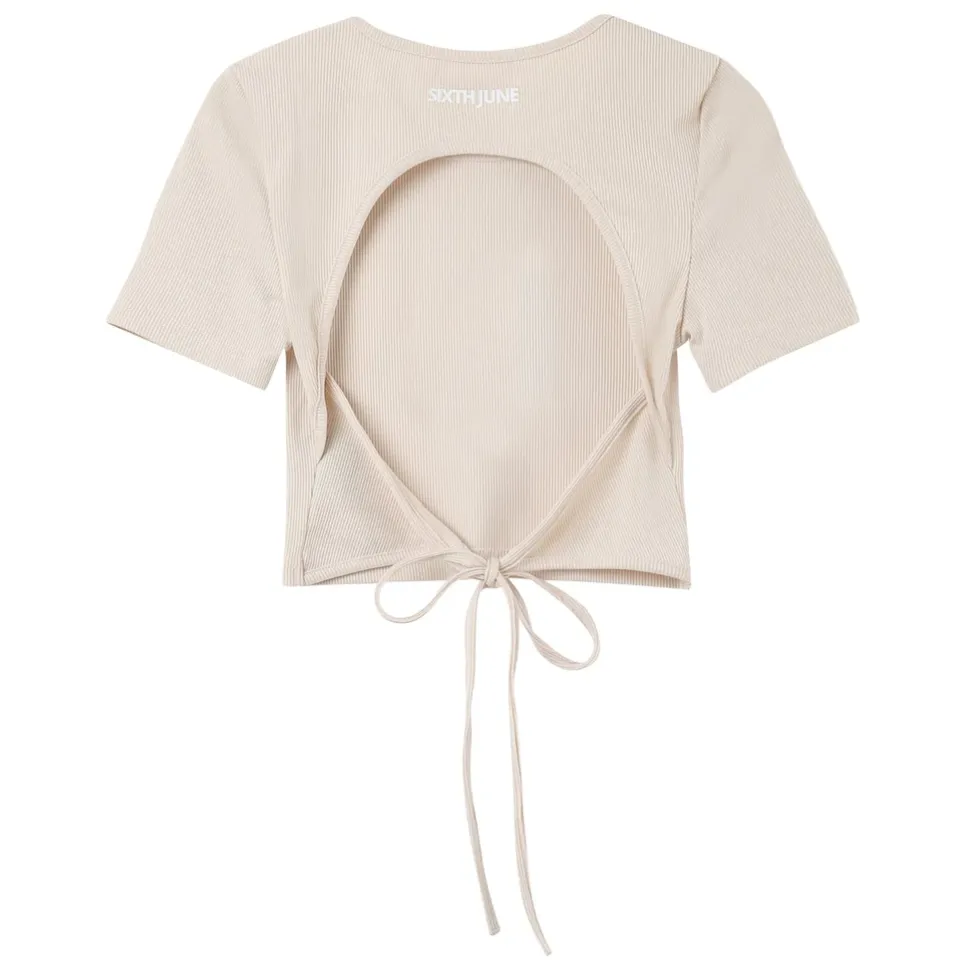 Top Manches Courtes Dos Nu Beige