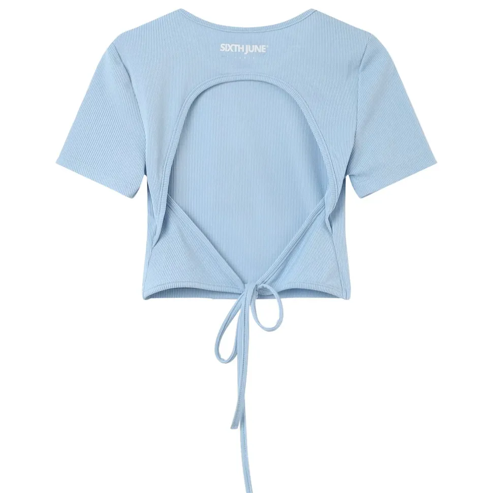 Top Manches Courtes Dos Nu Bleu Clair