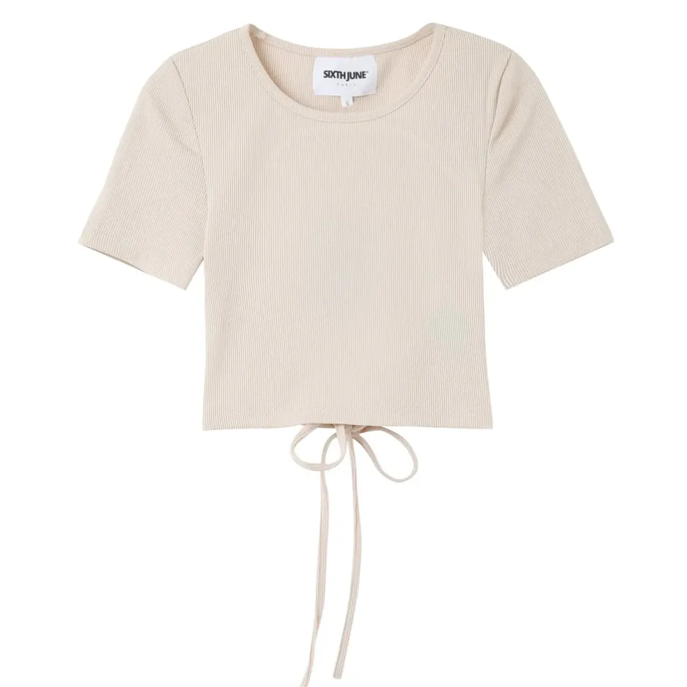 Top Manches Courtes Dos Nu Beige