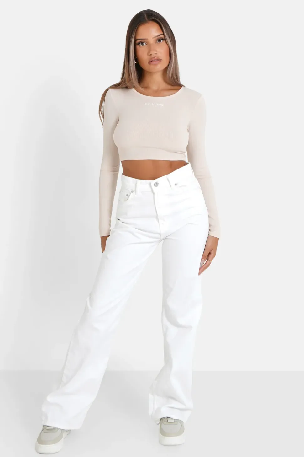 Top Manches Longues Dos Nu Beige Clair