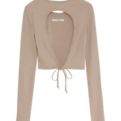 Top Manches Longues Dos Nu Beige Fonce