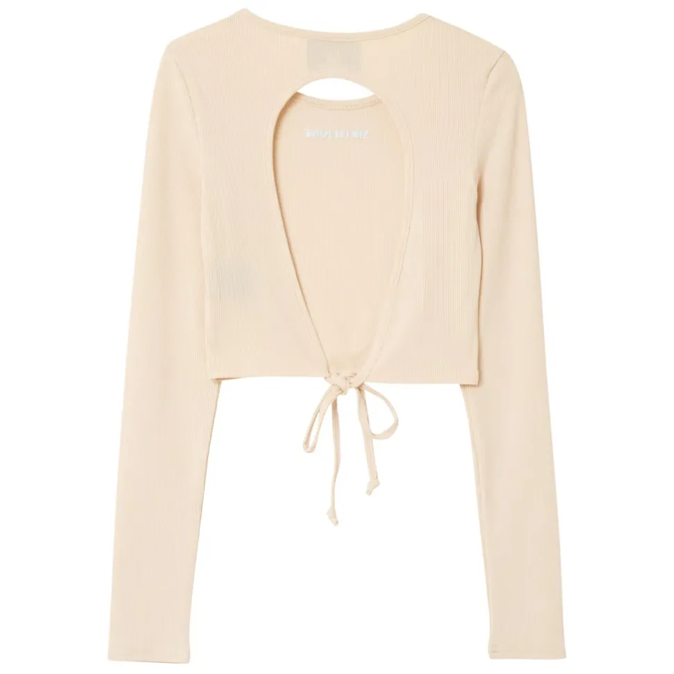 Top Manches Longues Dos Nu Beige Clair