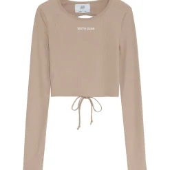 Top Manches Longues Dos Nu Beige Fonce