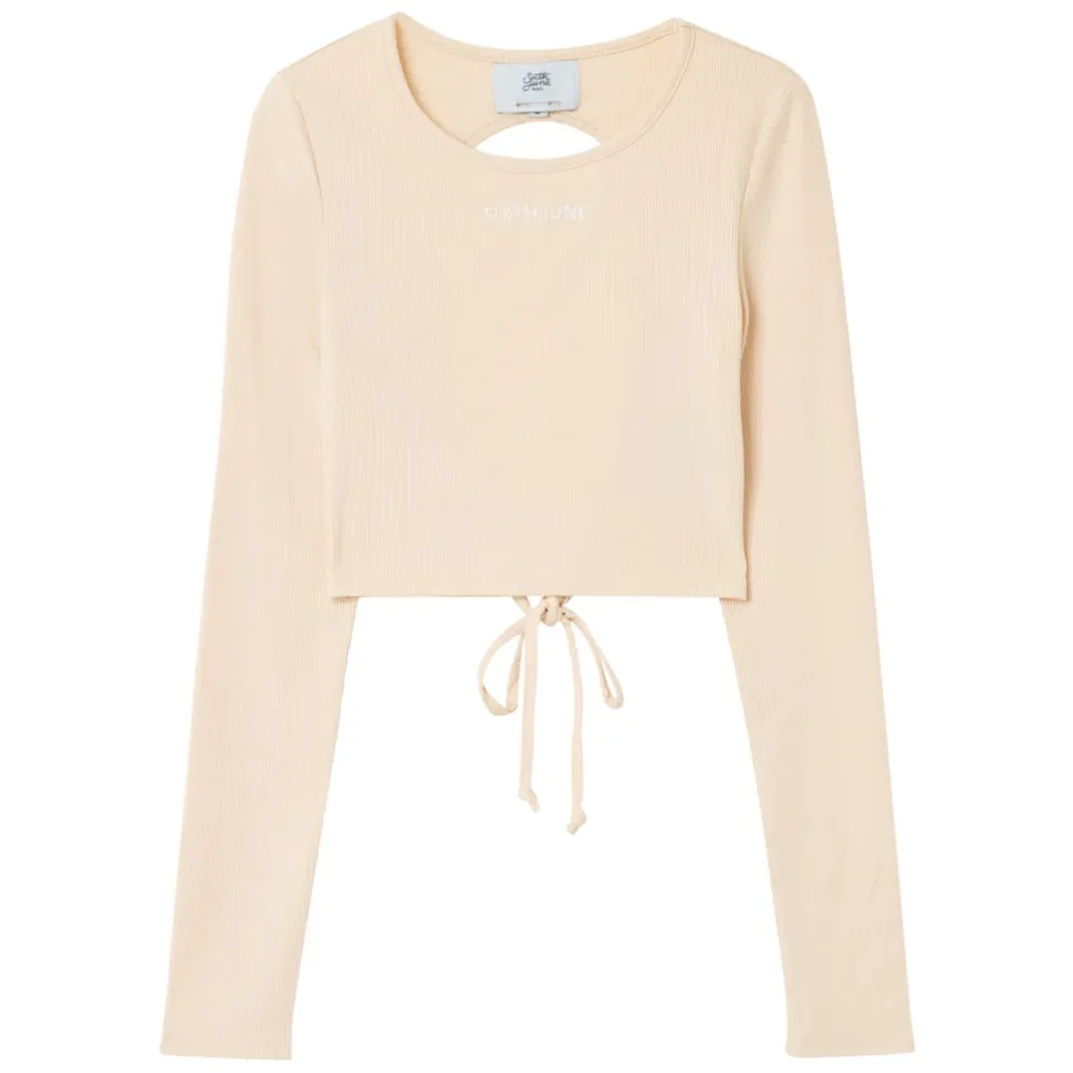 Top Manches Longues Dos Nu Beige Clair