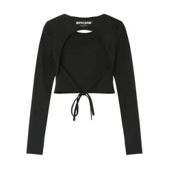 Top Manches Longues Ouverture Dos Noir