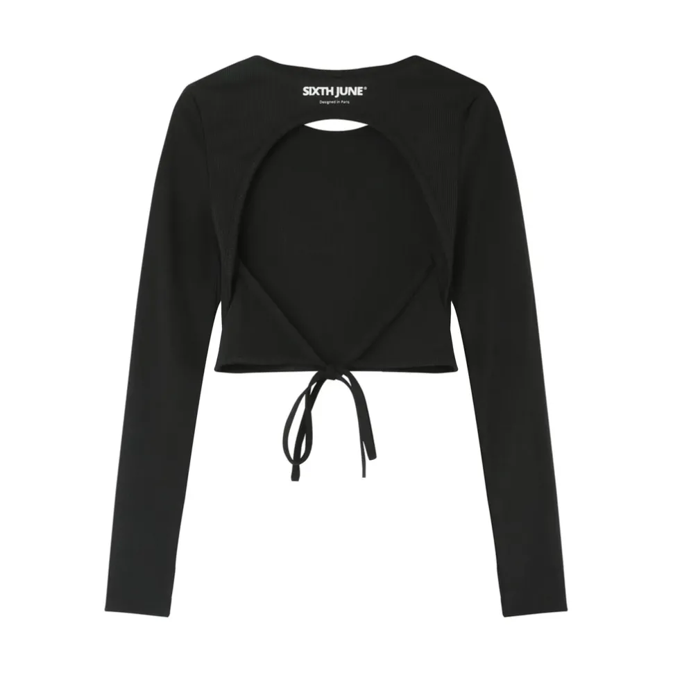 Top Manches Longues Ouverture Dos Noir
