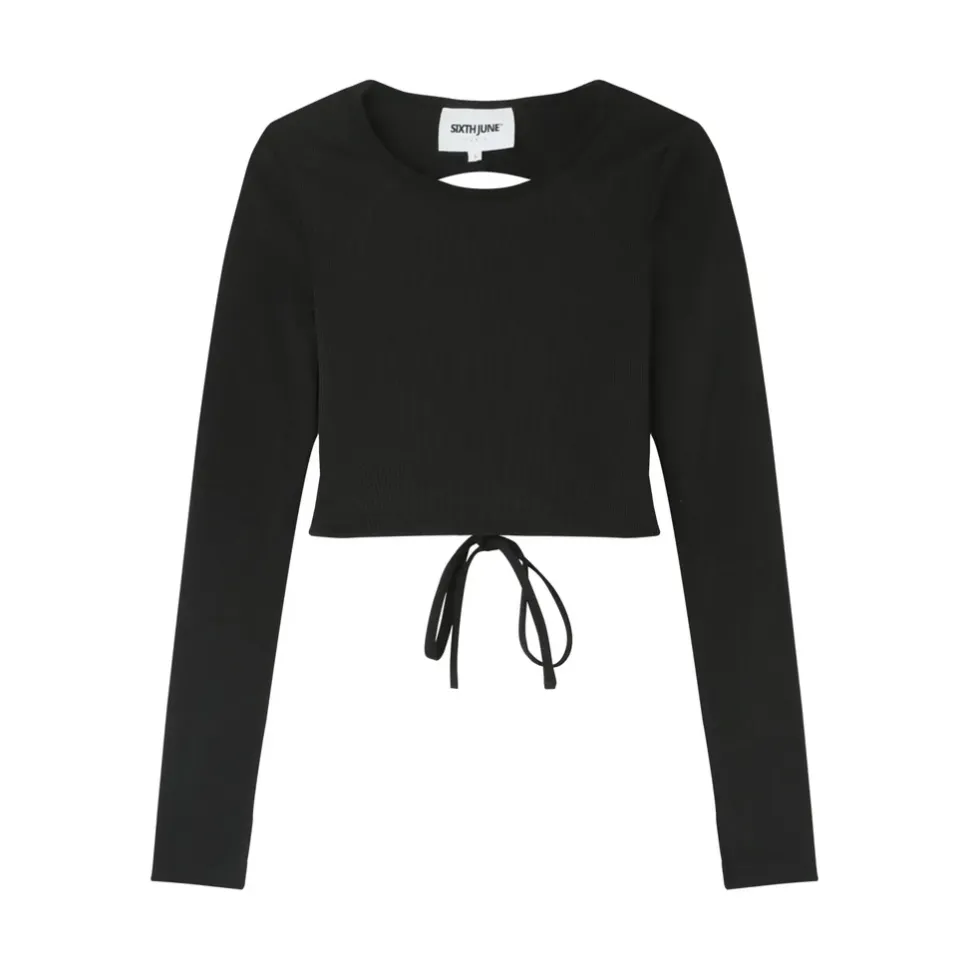 Top Manches Longues Ouverture Dos Noir