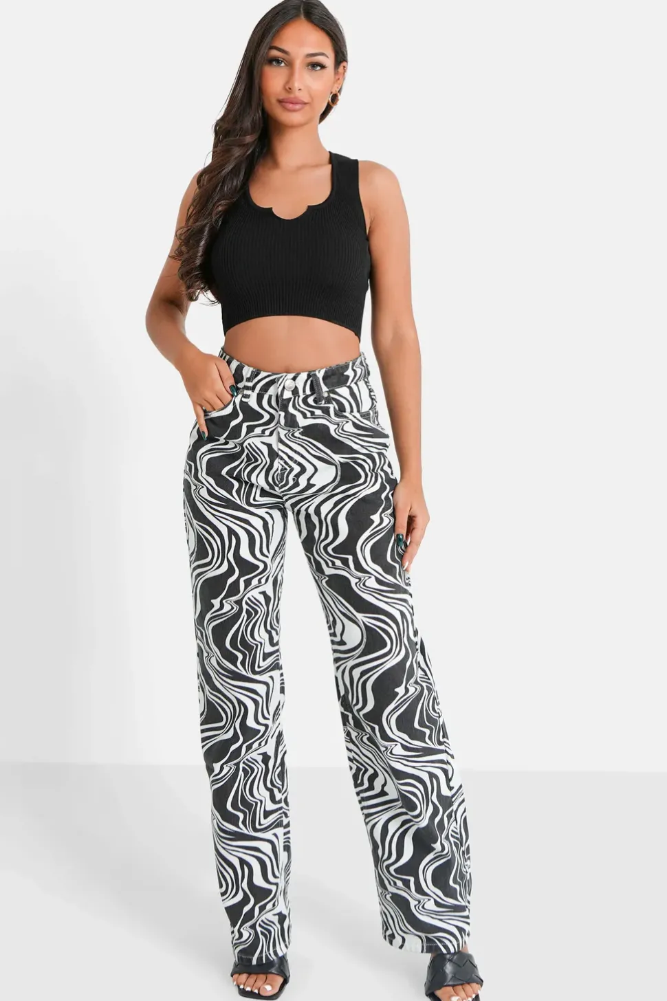 Top Sans Manches Cotele Noir