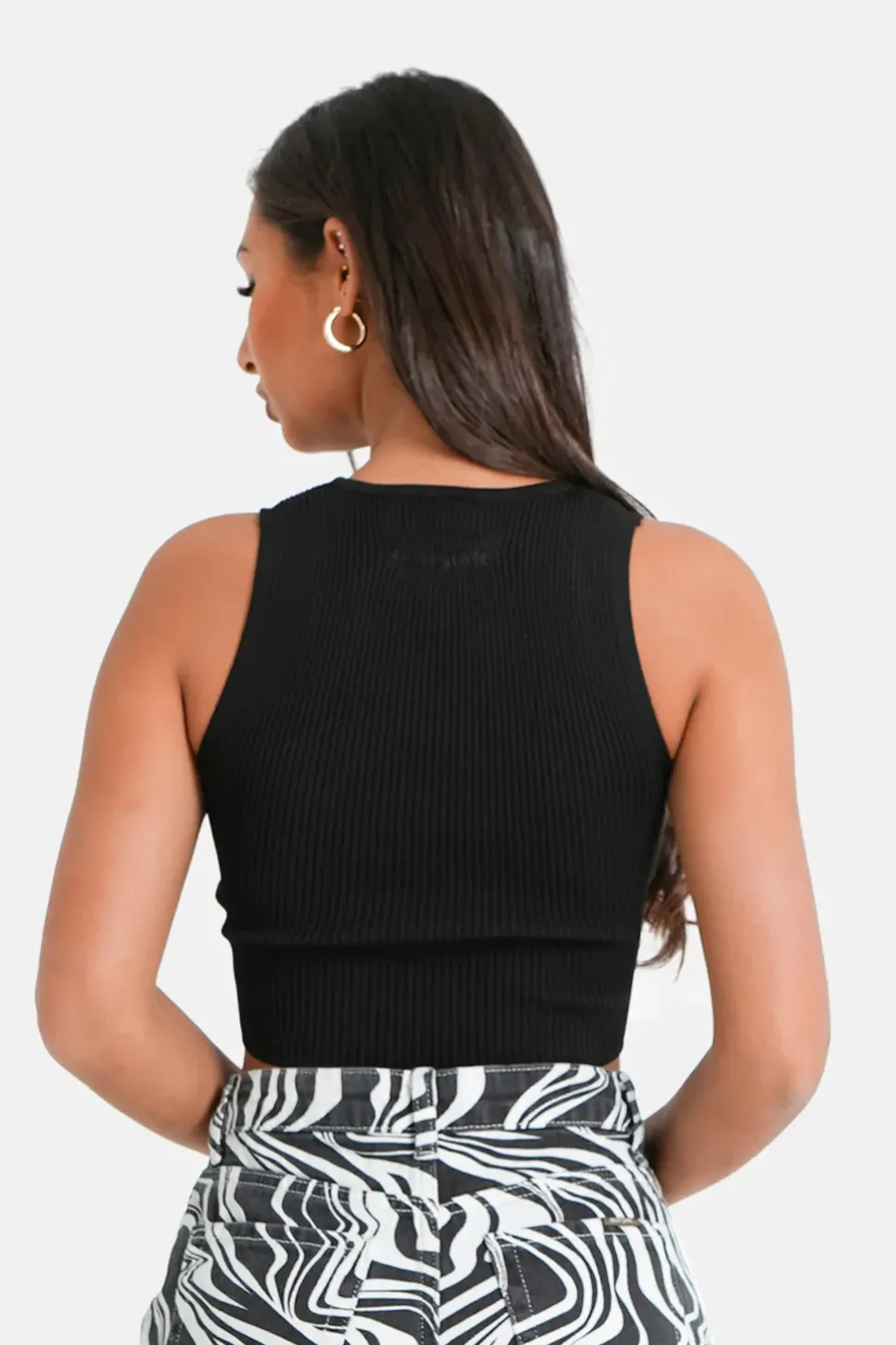 Top Sans Manches Cotele Noir
