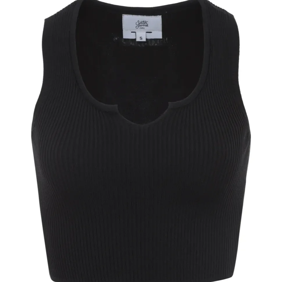 Top Sans Manches Cotele Noir