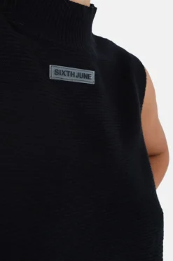 Top Sans Manches Maille Ouverture Noir