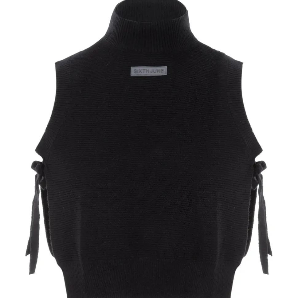 Top Sans Manches Maille Ouverture Noir