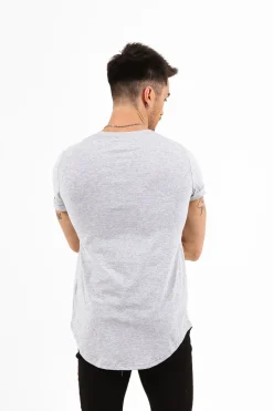 T-Shirt Bas Arrondi Gris Clair