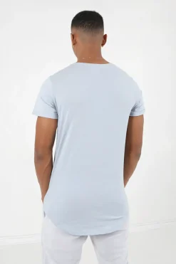 T-Shirt Bas Arrondi Long Bleu Clair