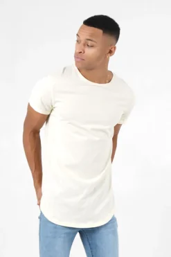 T-Shirt Bas Arrondi Long Jaune Clair