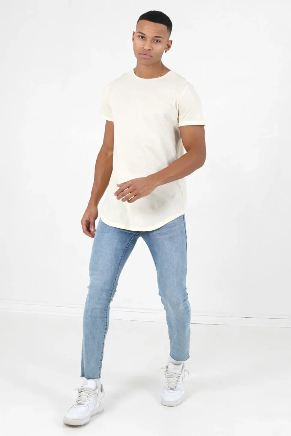 T-Shirt Bas Arrondi Long Jaune Clair