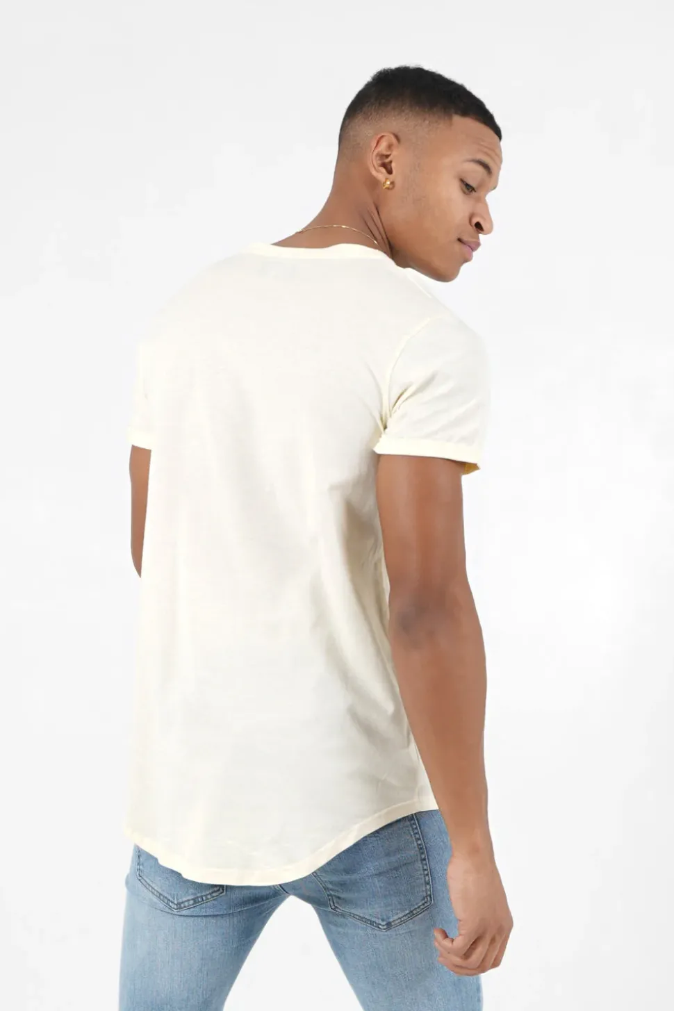 T-Shirt Bas Arrondi Long Jaune Clair