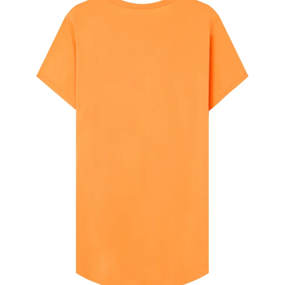 T-Shirt Bas Arrondi Long Orange Clair