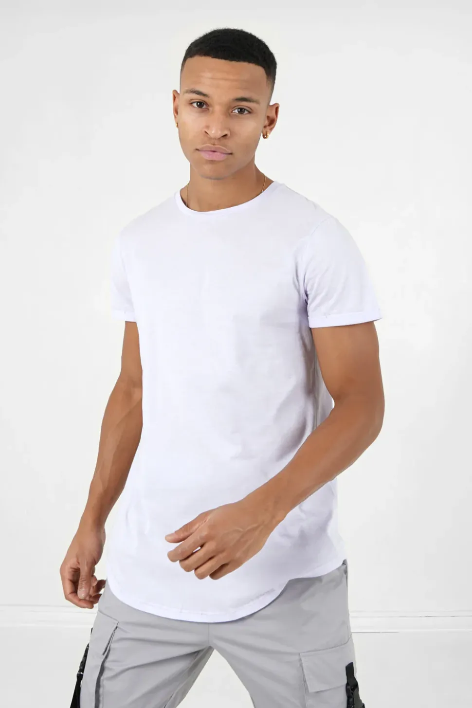 T-Shirt Bas Arrondi Long Violet Clair