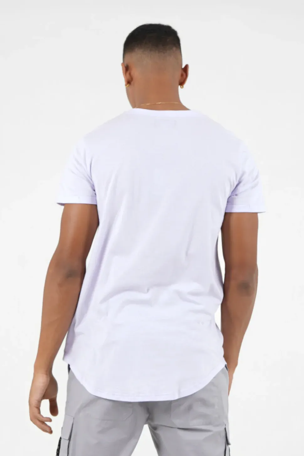 T-Shirt Bas Arrondi Long Violet Clair