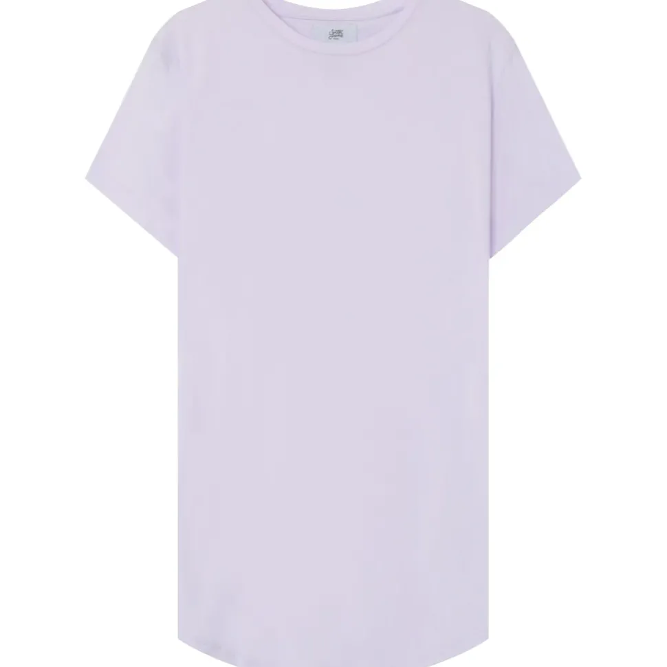 T-Shirt Bas Arrondi Long Violet Clair