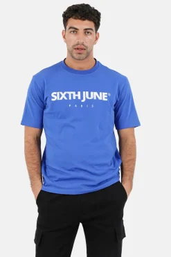 T-Shirt Broderie Logo Paris Bleu Fonce