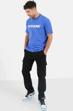 T-Shirt Broderie Logo Paris Bleu Fonce