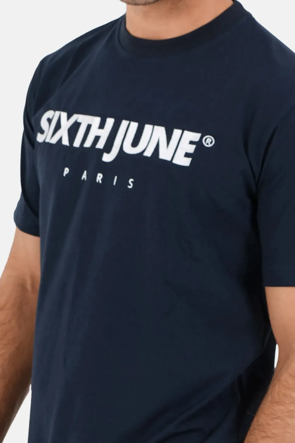 T-Shirt Broderie Logo Paris Bleu Fonce