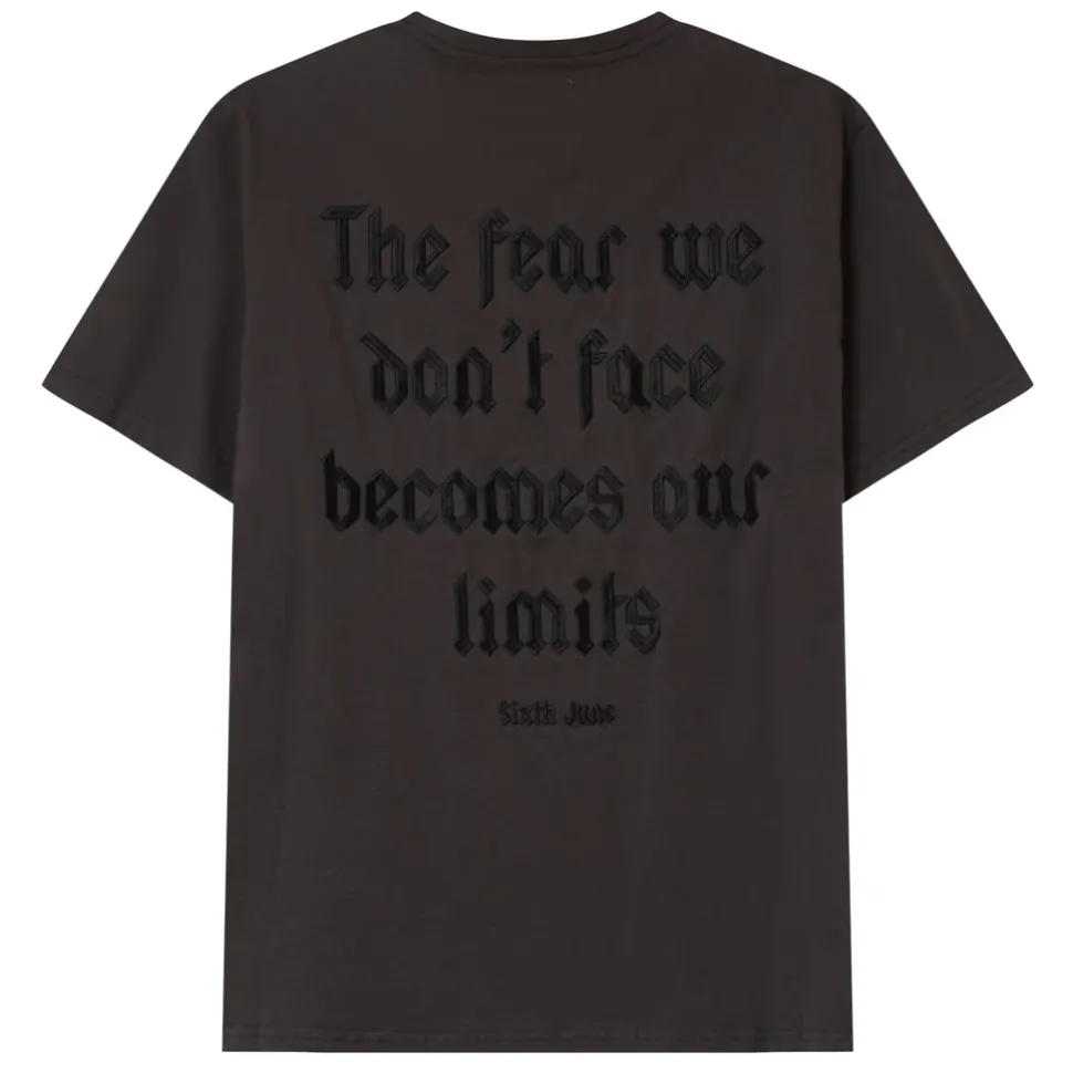 T-Shirt Citation Brode Gris Fonce