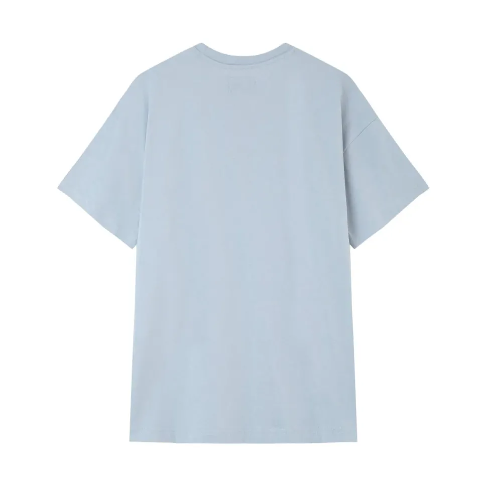 T-Shirt Coeur Brode Bleu Clair