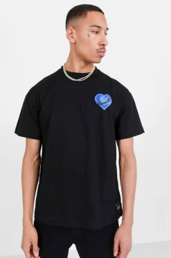 T-Shirt Coeur Brode Noir