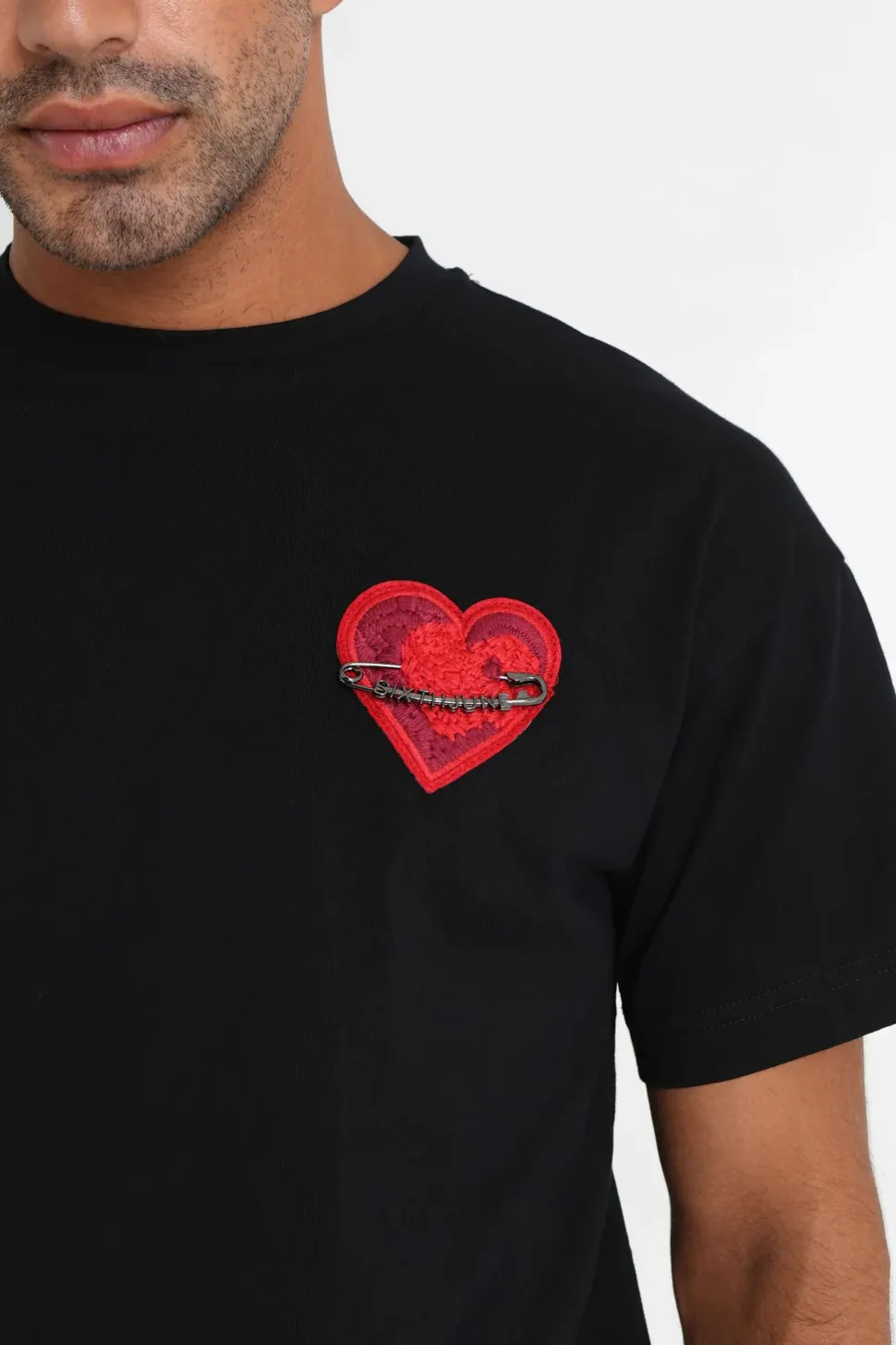 T-Shirt Coeur Brode Noir