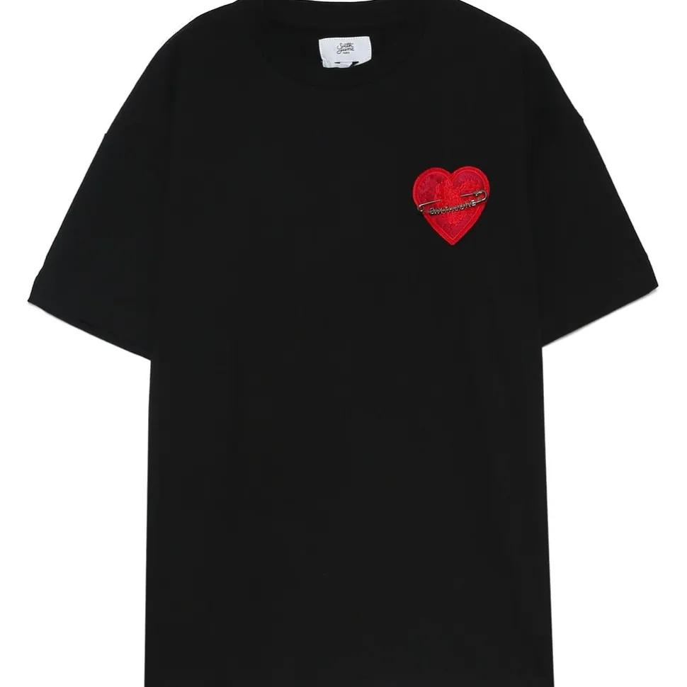 T-Shirt Coeur Brode Noir