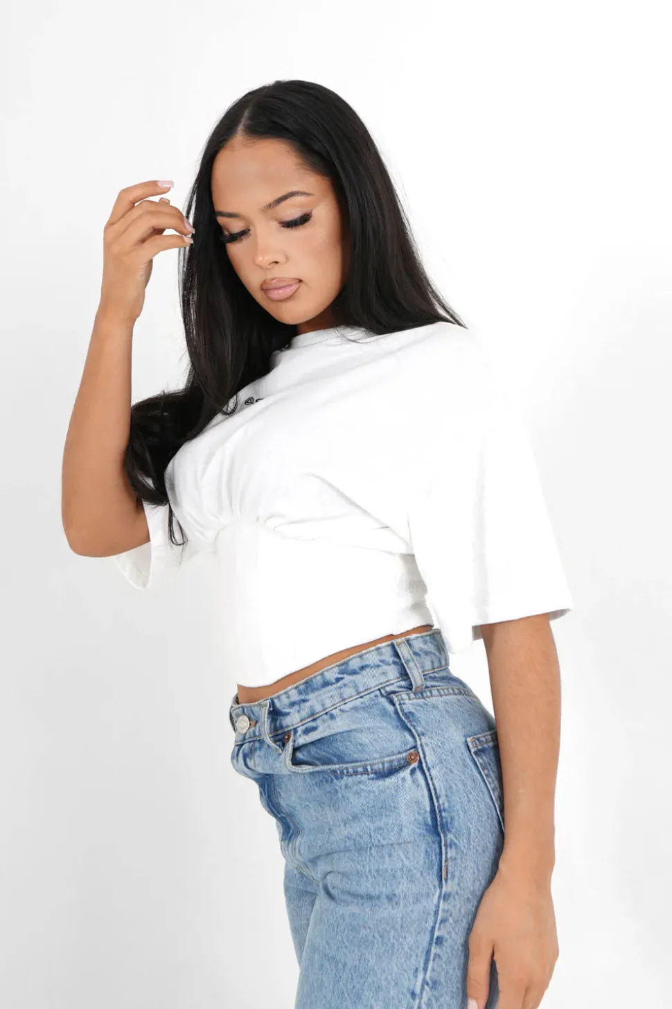 T-Shirt Corset Court Blanc Casse